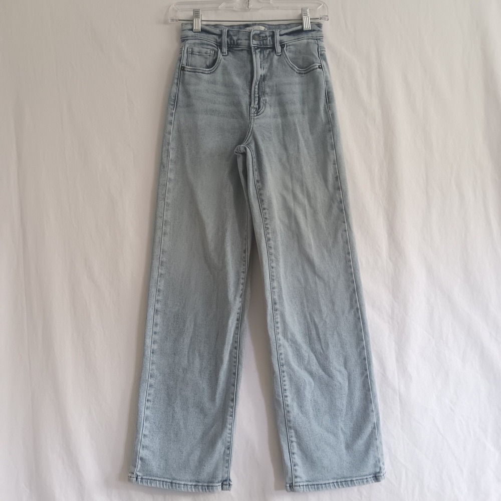 Bohme Wide Leg boho Jeans Womens 24 Light Wash Excellent Mid Rise Denim